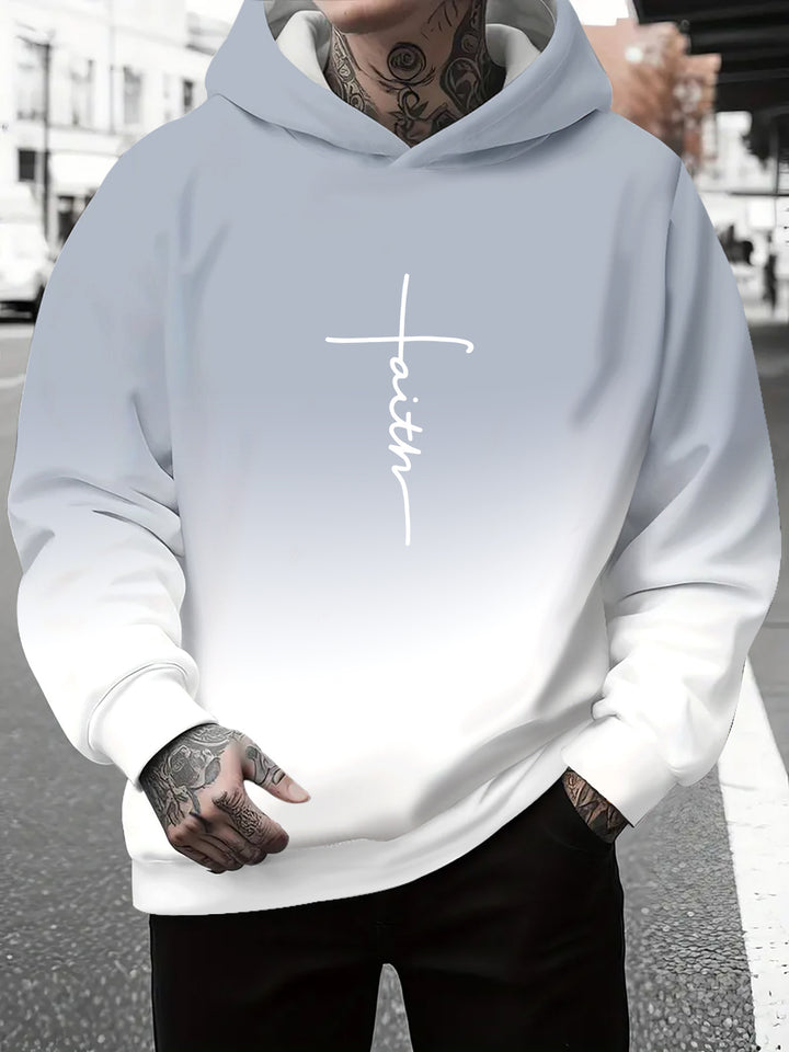 Herren Kapuzenpullover mit subtiler Farbverlauf-Optik und inspirierendem Schriftzug Echoarchiv