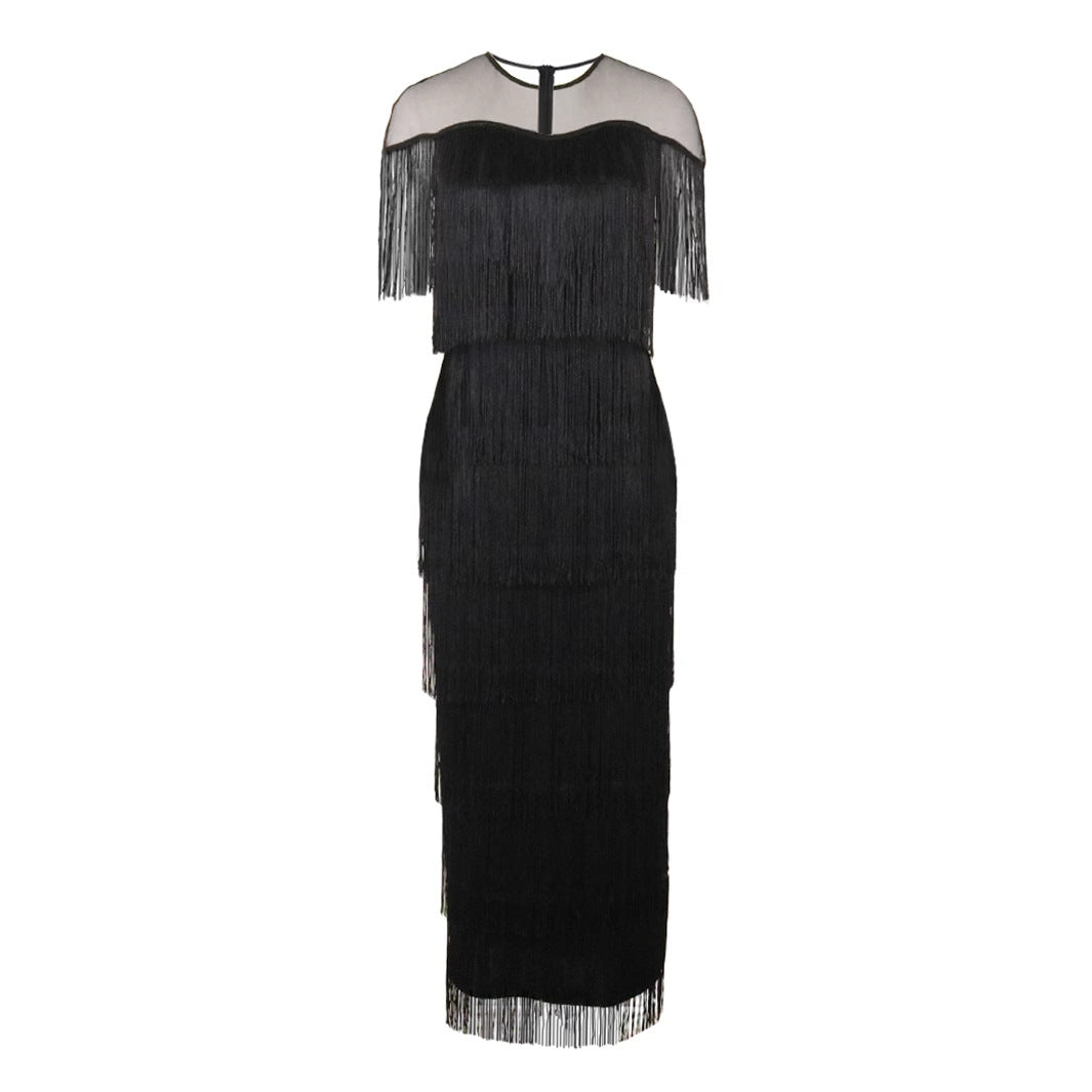 Damen Maxikleid mit Fransen Echo Archiv