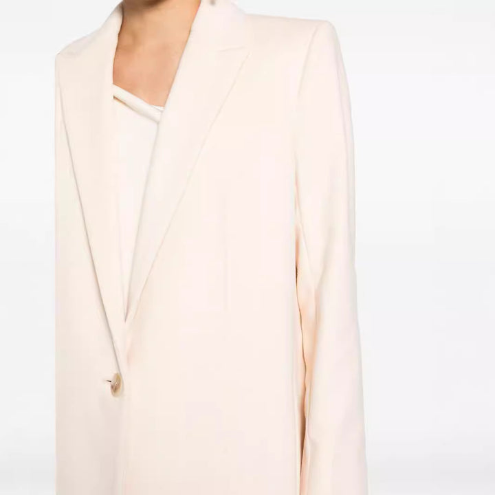 Damen Longline Wollmantel mit Ein-Knopf-Verschluss und tailliertem Revers Echoarchiv