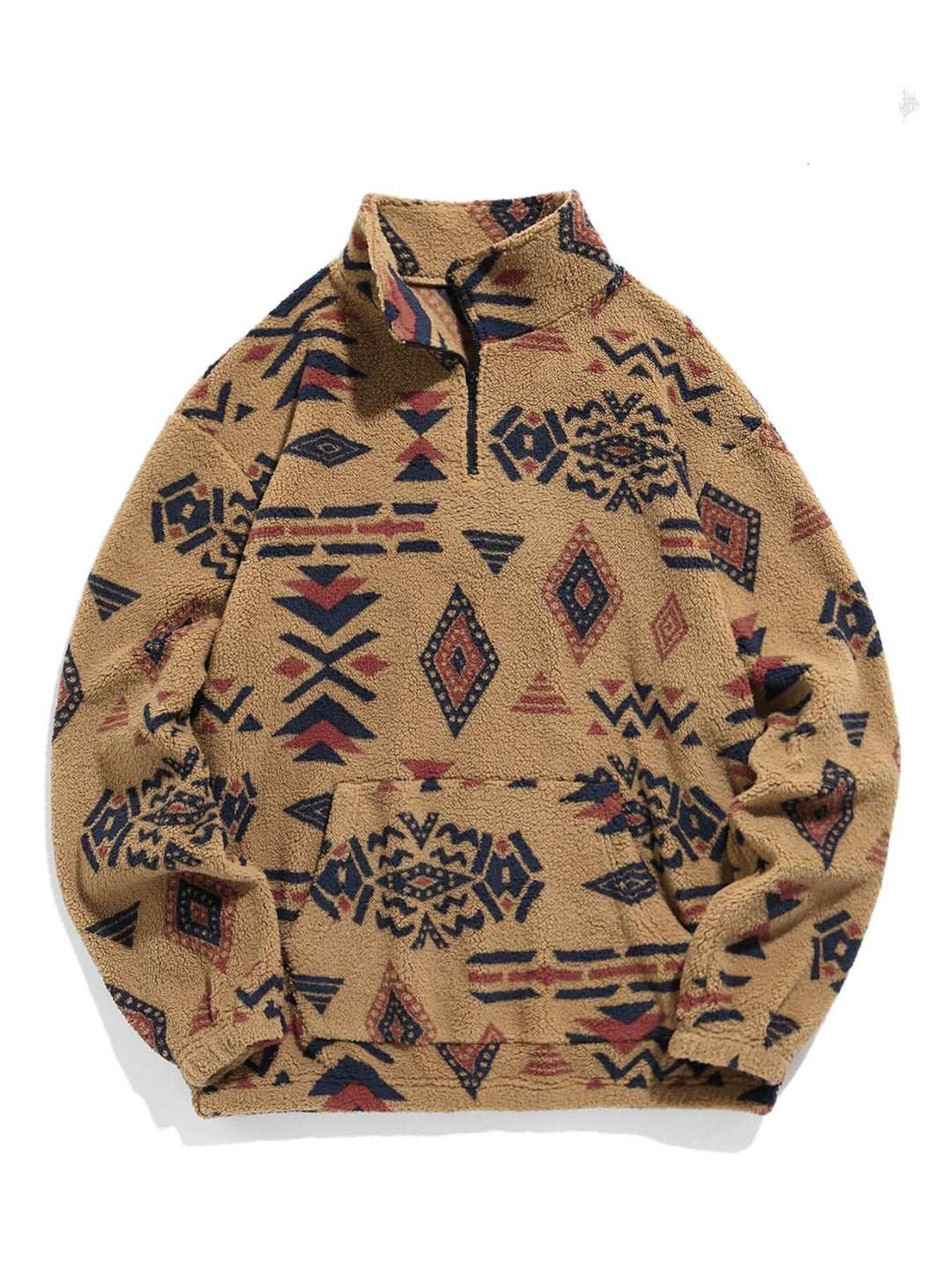 Herren Gemütlicher Fleece-Pullover mit halbem Reißverschluss und geometrischem Muster Echo Archiv