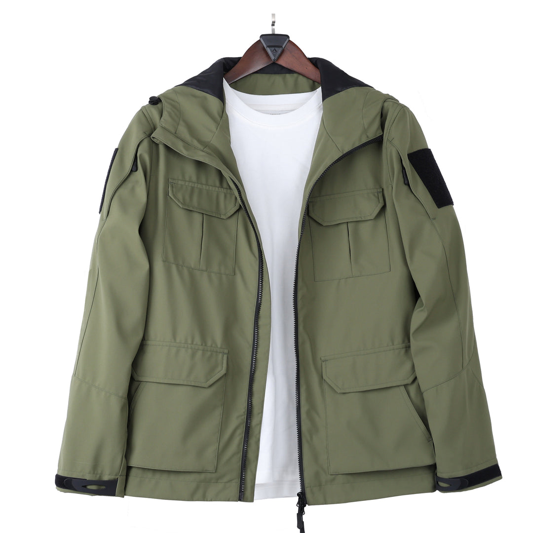 Herren  Kapuzen-Feldjacke mit Mehrfach-Taschen-Utility und Zwei-Wege-Reißverschluss Echo Archiv