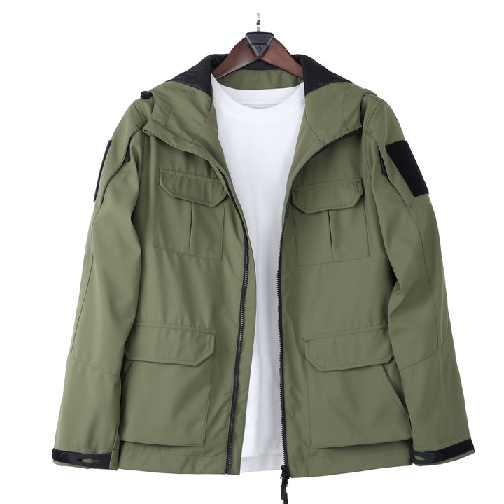 Herren  Kapuzen-Feldjacke mit Mehrfach-Taschen-Utility und Zwei-Wege-Reißverschluss Echo Archiv