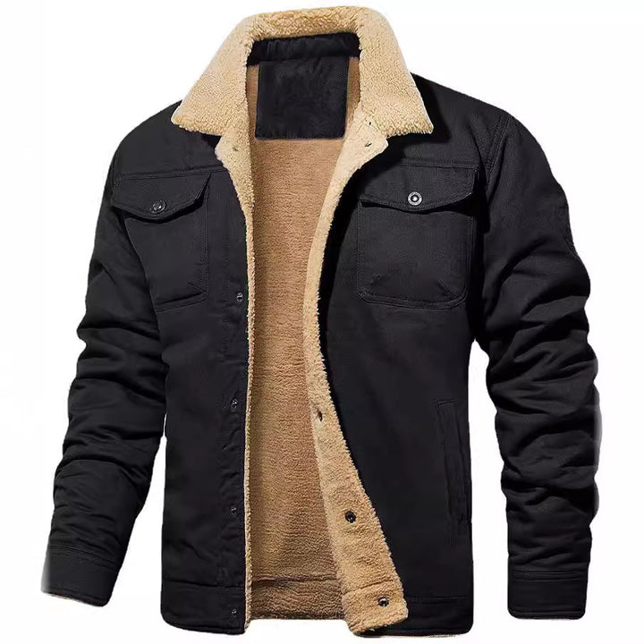 Herren nan gefütterte Canvasjacke mit Teddyfell-Innenfutter und Hemdkragen Echo Archiv