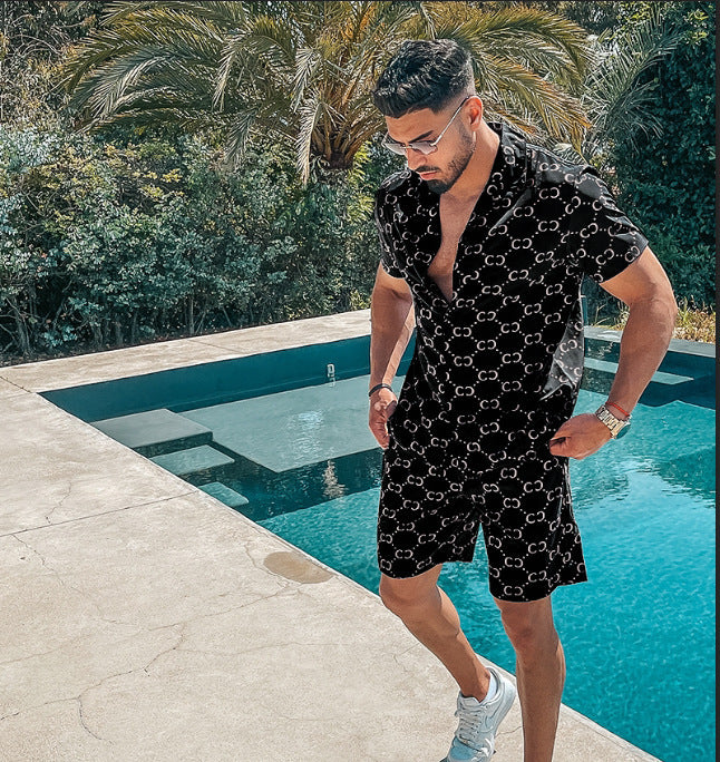 Herren Kurzarm-Hemd und Shorts Set Echoarchiv