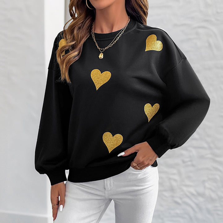Damen Sweatshirt mit Herzprint und Balloon-Ärmeln Echoarchiv