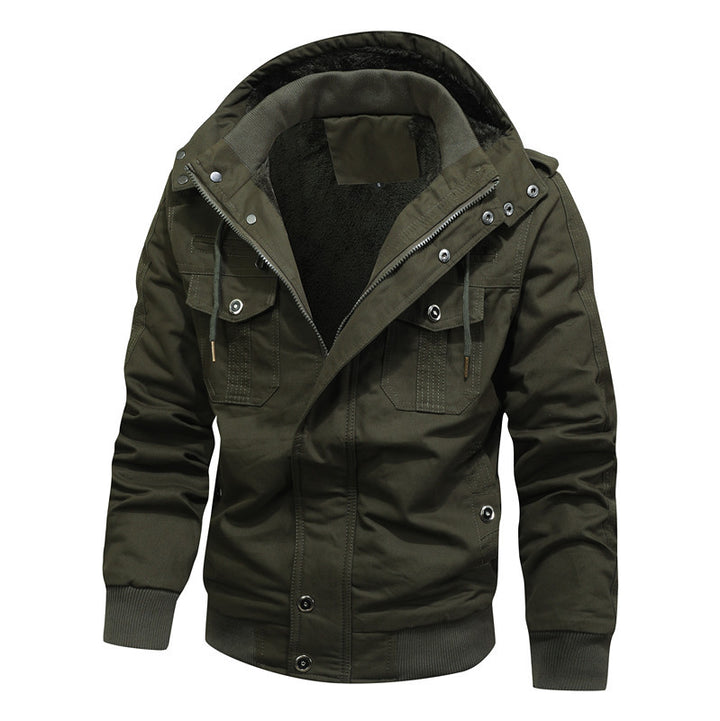 Herren Arbeitsjacke aus Canvas mit Teddy-Innenfutter, Kapuze und Utility-Taschen Echoarchiv