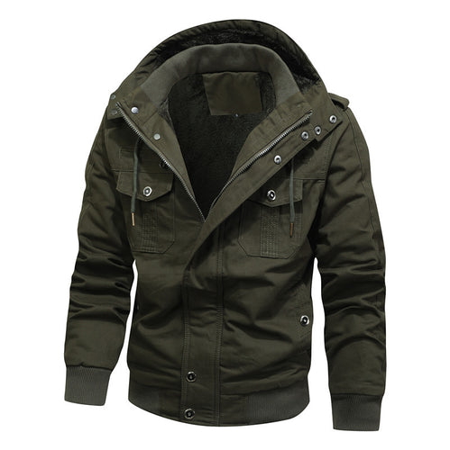 Herren Arbeitsjacke aus Canvas mit Teddy-Innenfutter, Kapuze und Utility-Taschen Echoarchiv