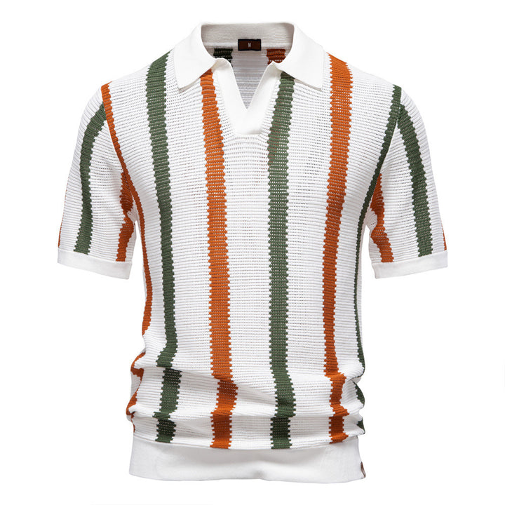 Herren nan kurzärmeliges Strickpolo mit Reverskragen und strukturierter Maschenware Echo Archiv