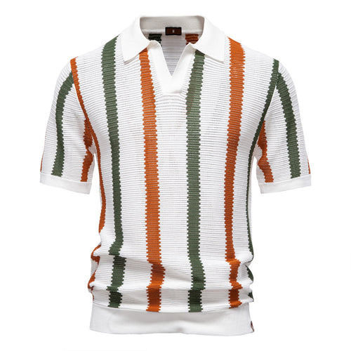 Herren nan kurzärmeliges Strickpolo mit Reverskragen und strukturierter Maschenware Echo Archiv