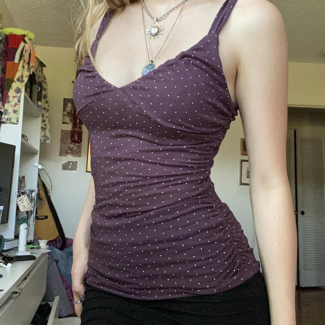 Damen Spaghetti-Trägertop mit elegantem Wickeldesign und Polka-Dots Echo Archiv