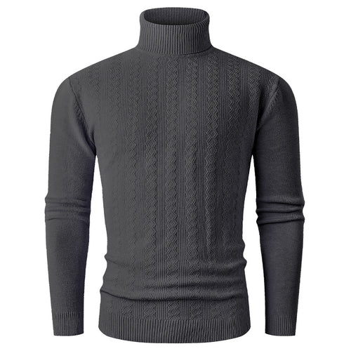 Herren stylischer Rollkragenpullover mit strukturiertem Zopfmuster und hochabschließendem Kragen Echoarchiv