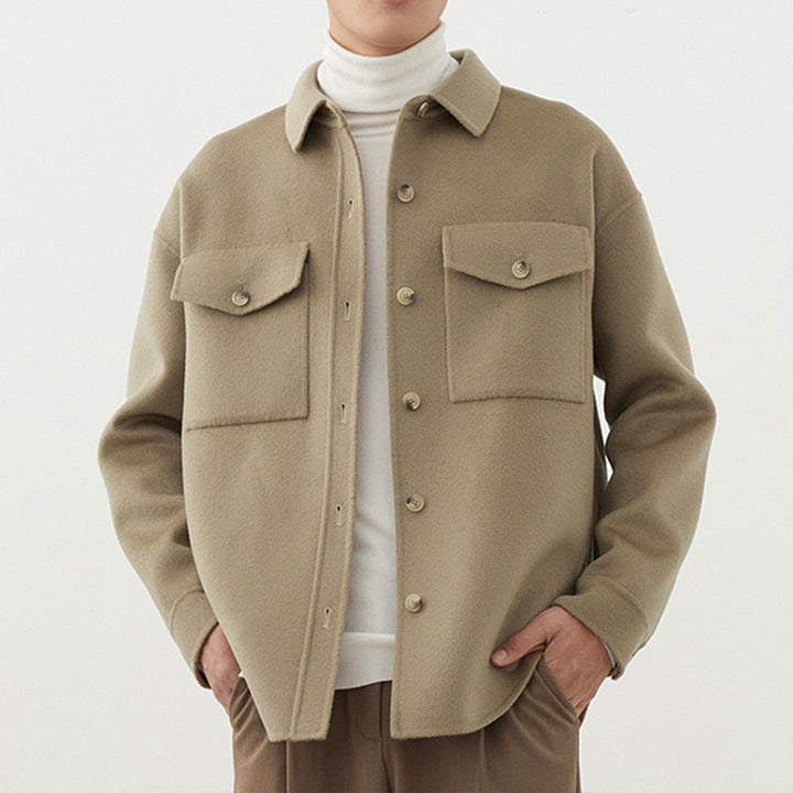 Herren Weiche Wollmix-Hemdjacke im Boxy-Schnitt Echoarchiv