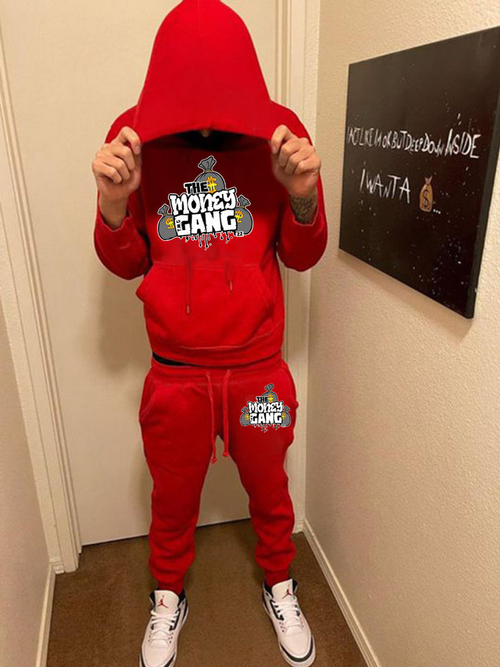 Herren Sportlicher Hoodie- und Jogginghose Set mit kreativem Grafikdruck Echoarchiv