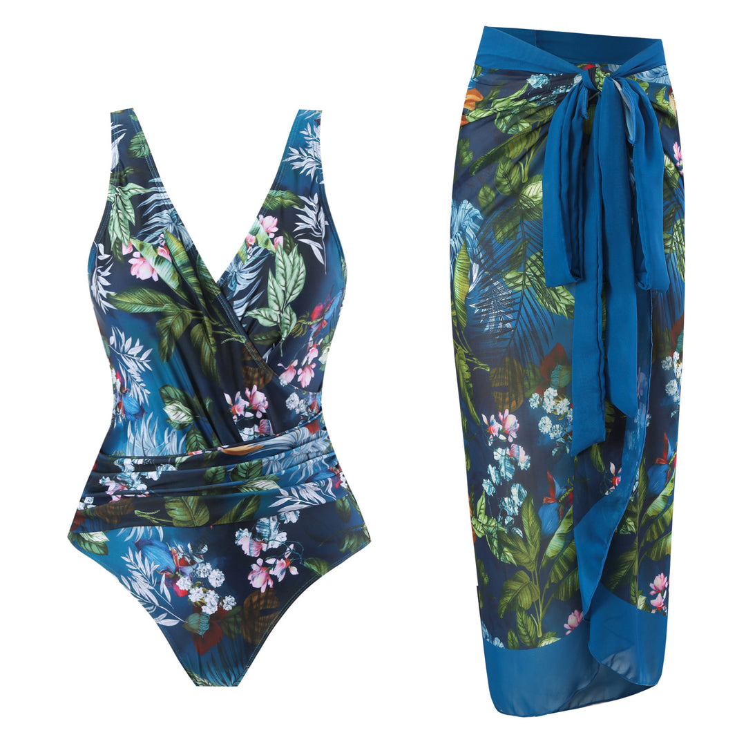 Damen Badeset mit floralem Wickelrock und Einteiler Echo Archiv