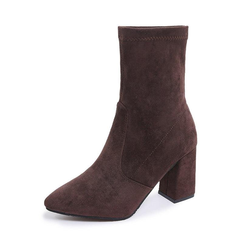 Damen nan knöchelhohe Stretch-Stiefelette mit spitzer Vorderkappe und komfortablem Blockabsatz Echo Archiv