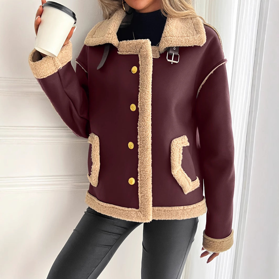 Damen Modische Teddyfelljacke – Célinea