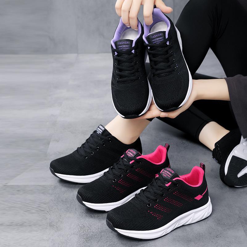 Damen nan leichtgewichtige atmungsaktive Strick-Laufschuhe mit viskoelastischer Einlegesohle und stoßdämpfender Zwischensohle Echo Archiv