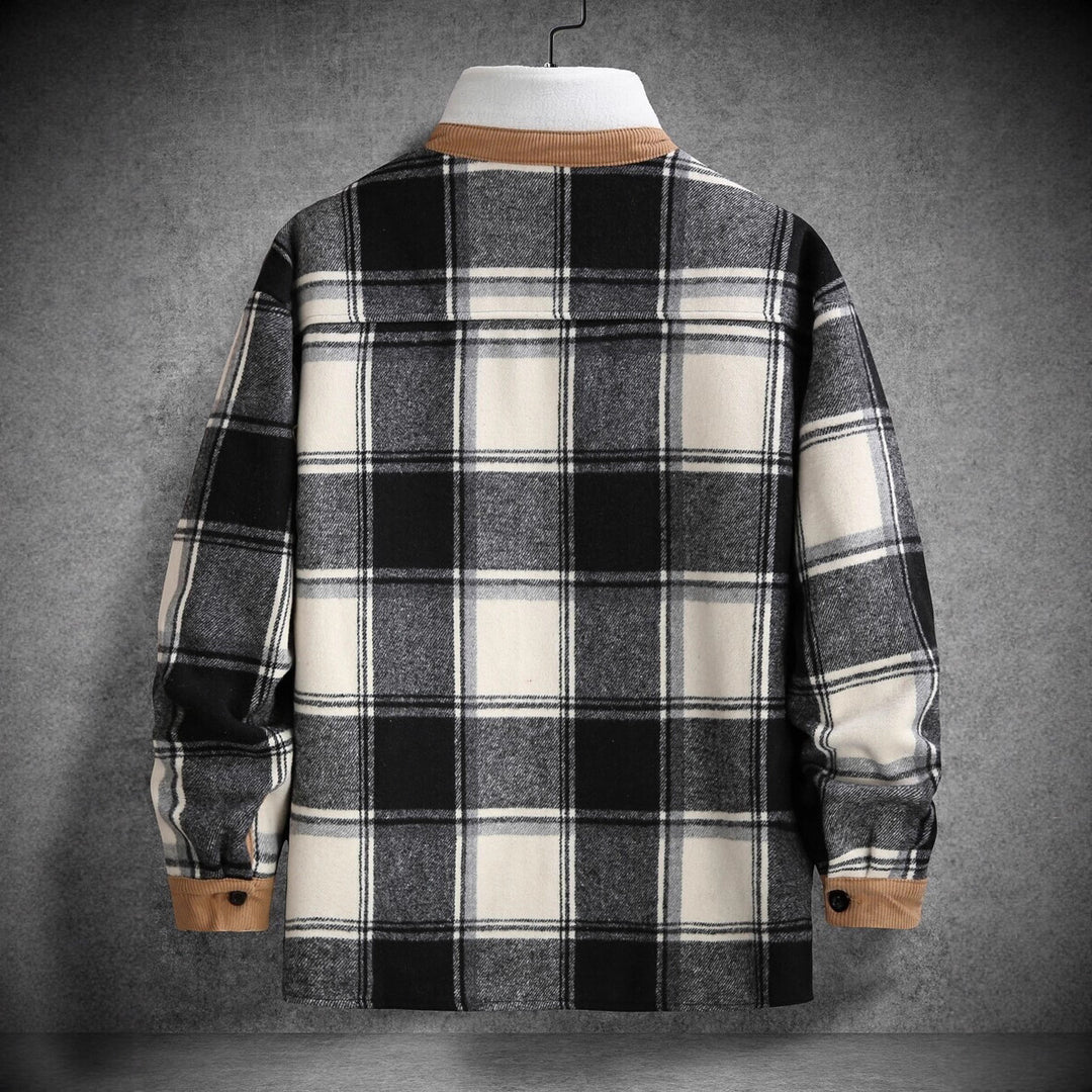 Herren Karo-Flanelljacke mit zwei Brusttaschen und weichem Kragen Echoarchiv