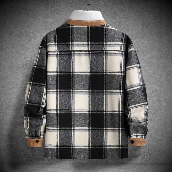 Herren Karo-Flanelljacke mit zwei Brusttaschen und weichem Kragen Echoarchiv