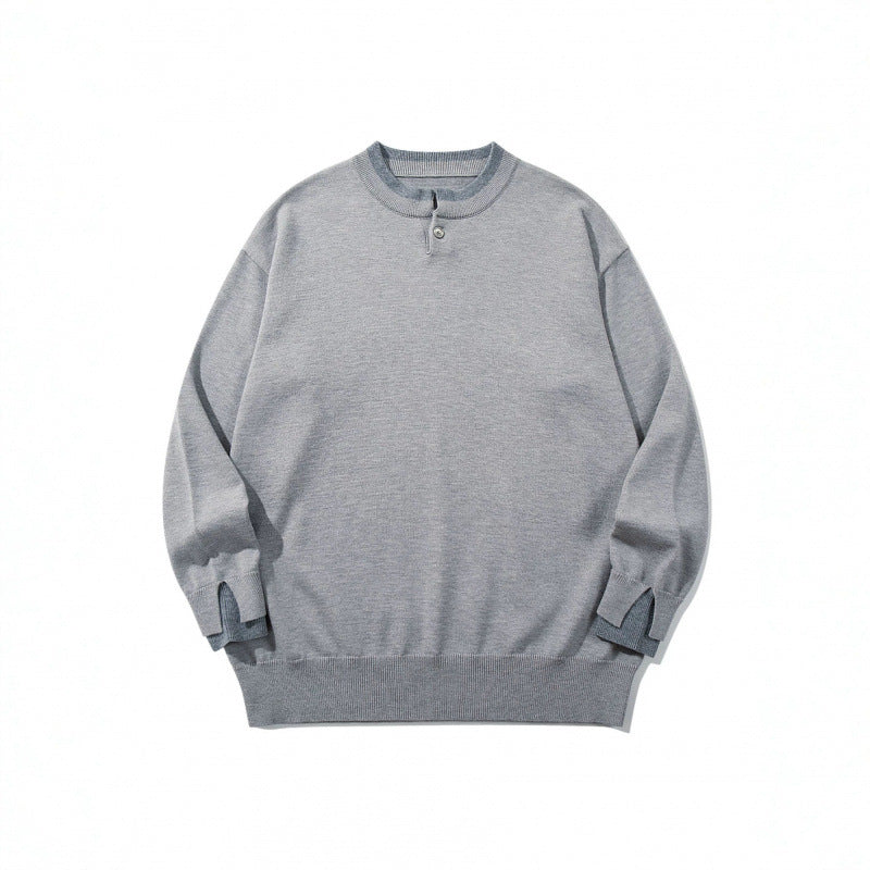 Unisex Oversize Feinstrickpullover mit Henley-Knopfleiste und Schlitzbündchen Echo Archiv