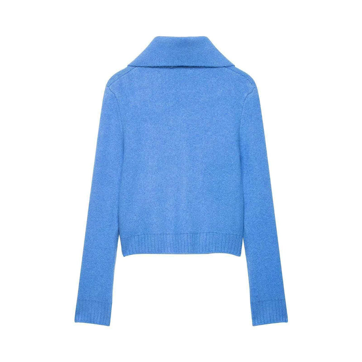 Damen nan kurz geschnittene Strickjacke mit Reißverschluss, breitem Umlegekragen und Rippbund Echo Archiv