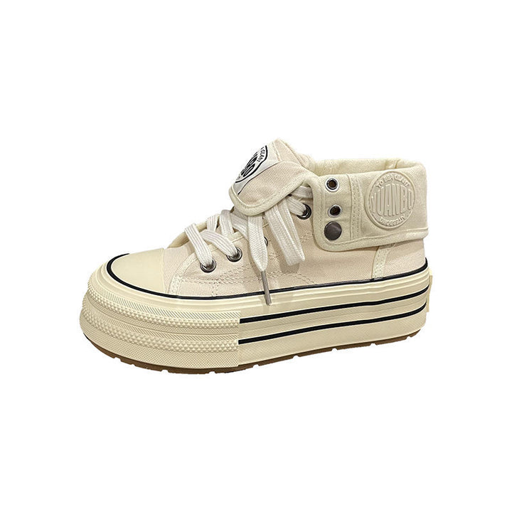 Damen Hochgeschnittene Canvas-Plateausneaker mit markanter Gummiplattform – Névara