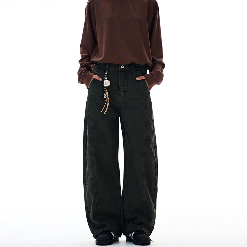 Damen weite Cargo-Hose mit hoher Taille und markanten Nahtdetails Echo Archiv