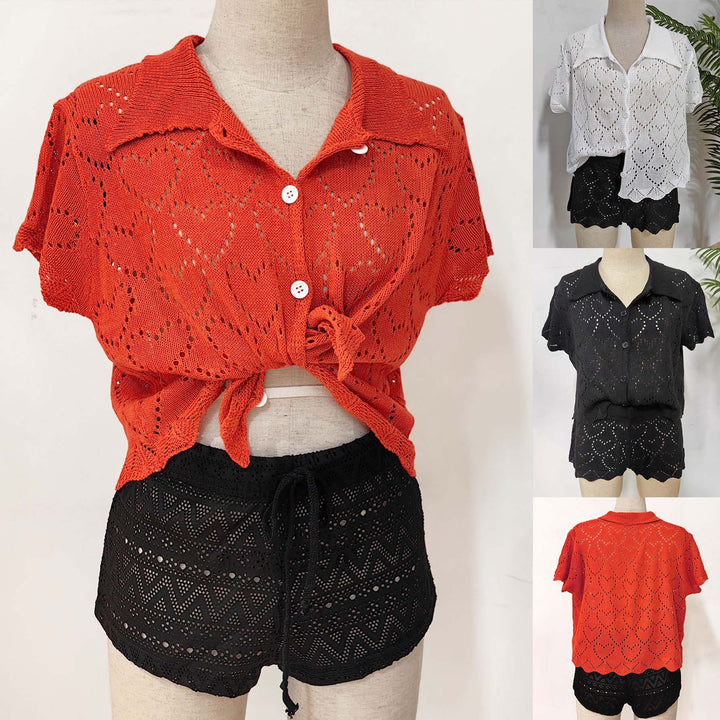 Damen luftiger Häkel-Cardigan mit modischem Lochmuster Echo Archiv