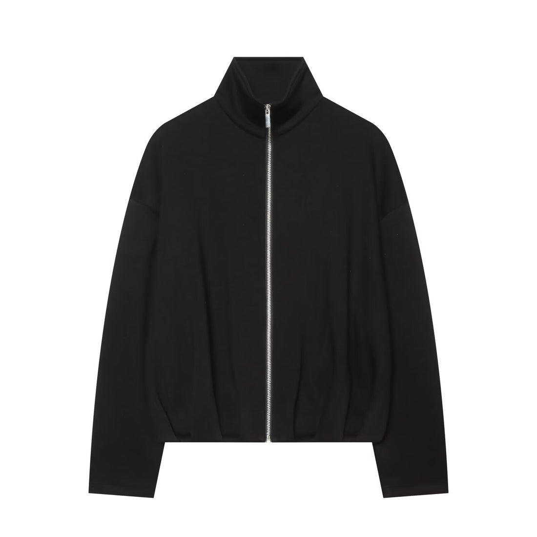 Damen Cropped Sweatjacke mit hohem Funnelkragen, durchgehendem Reißverschluss und tailliertem Saum Echoarchiv