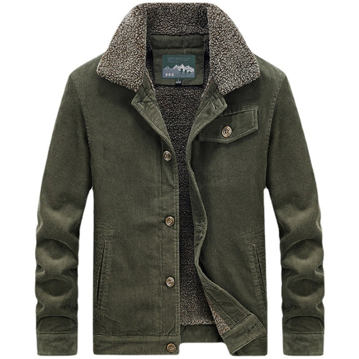 Herren Cord‑Blouson mit durchgehendem Sherpa‑Innenfutter und Umlegekragen – Taviero