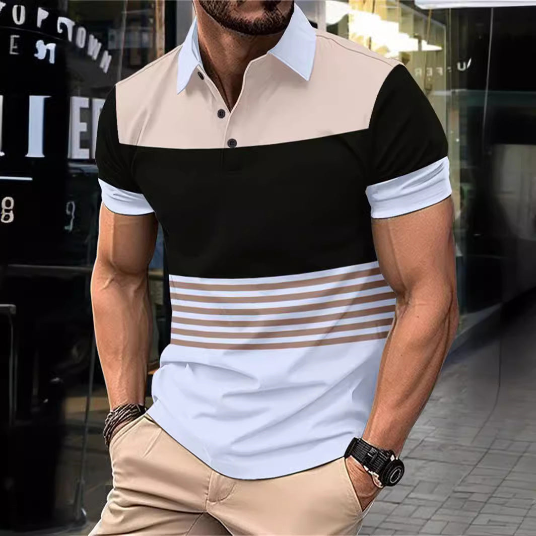 Herren sportliches Polohemd mit dynamischem Streifenmuster Echoarchiv