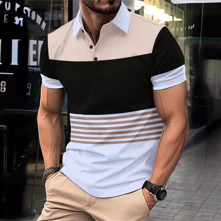 Herren sportliches Polohemd mit dynamischem Streifenmuster Echoarchiv