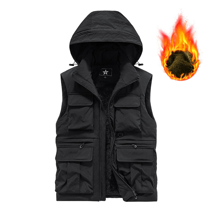 Herren Multifunktionale Outdoorweste mit Kapuze und wärmendem Fleecefutter – Marzano