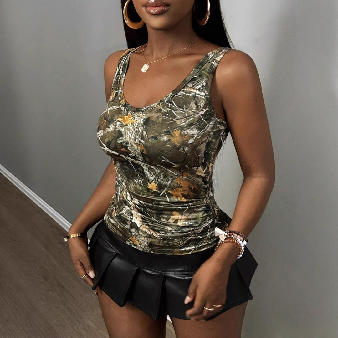 Damen Funktionales Camouflage-Top mit V-Ausschnitt Echo Archiv