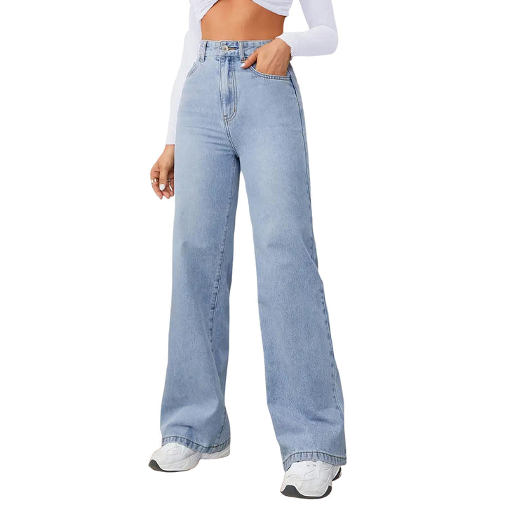 Damen High-Waist Weite-Jeans mit geradem Bein Echo Archiv