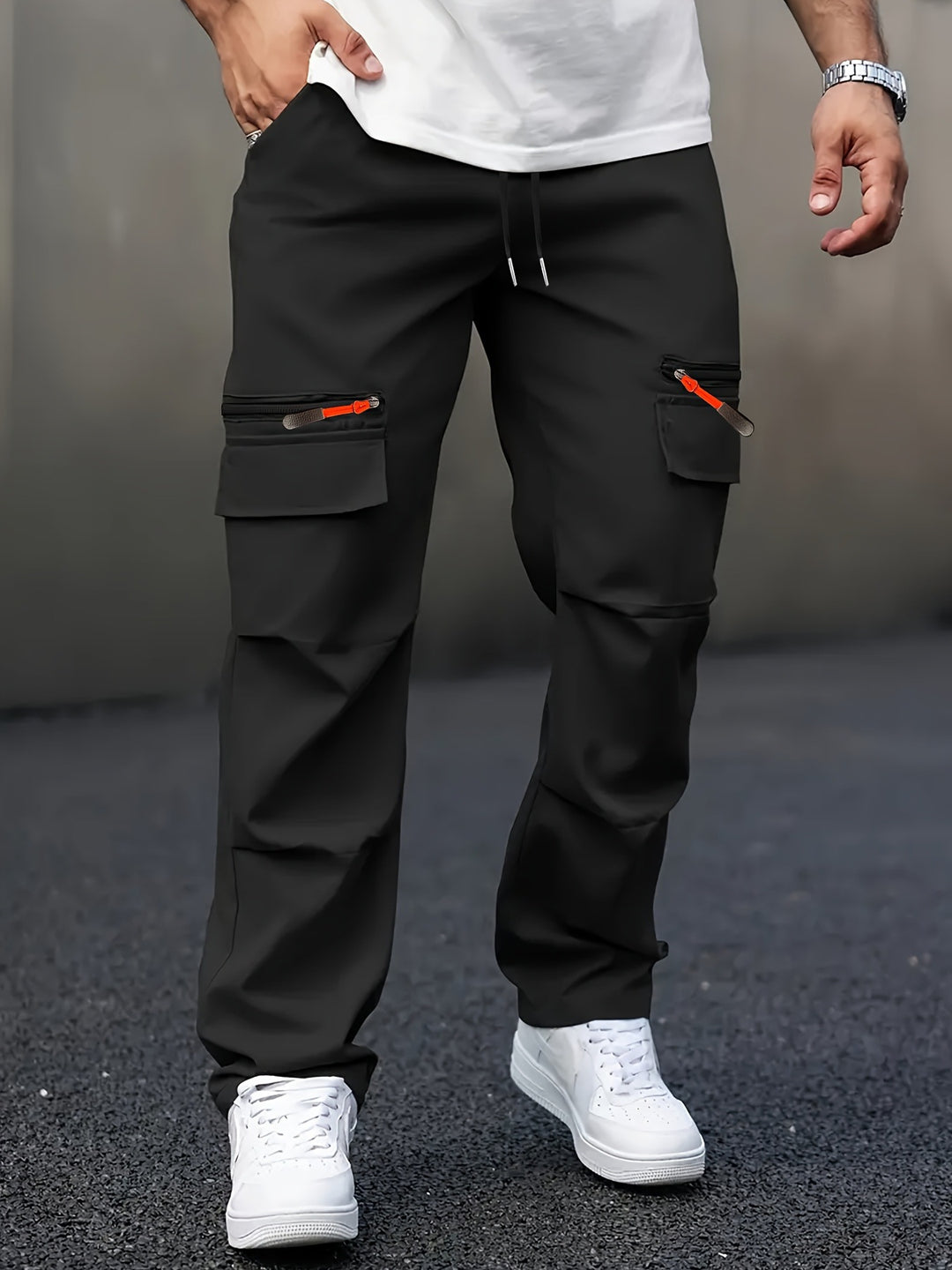 Herren cargo Hose mit innovativen Taschen und elastischem Bund Hedi-Mode