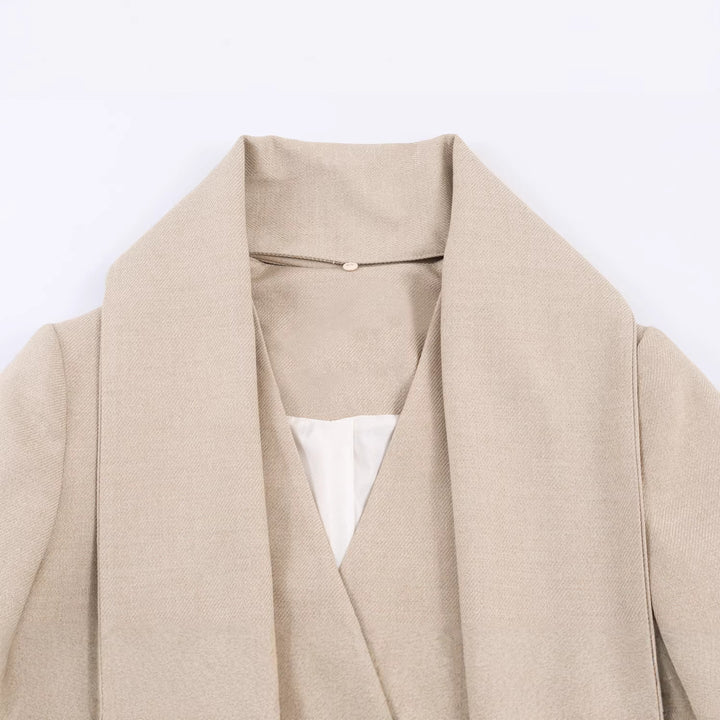 Damen eleganter Wollmix-Mantel mit großem Schalkragen und integriertem Schal – Montévia