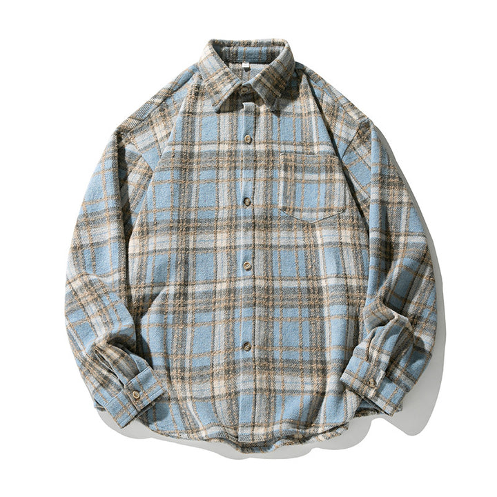 Unisex Overshirt im Wollfleece-Karomuster mit kastigem Schnitt und aufgesetzter Brusttasche Echo Archiv