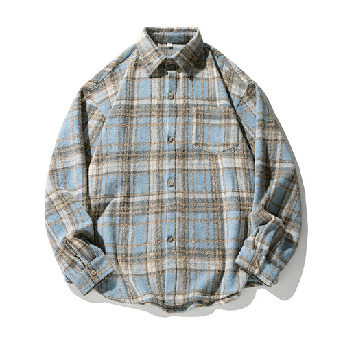 Unisex Overshirt im Wollfleece-Karomuster mit kastigem Schnitt und aufgesetzter Brusttasche Echo Archiv