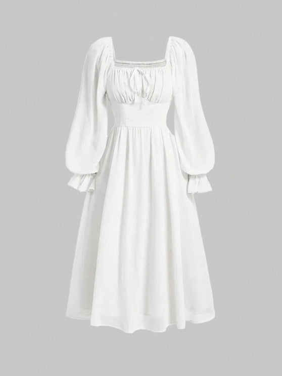Damen Elegantes Midikleid mit Puffärmeln Echo Archiv