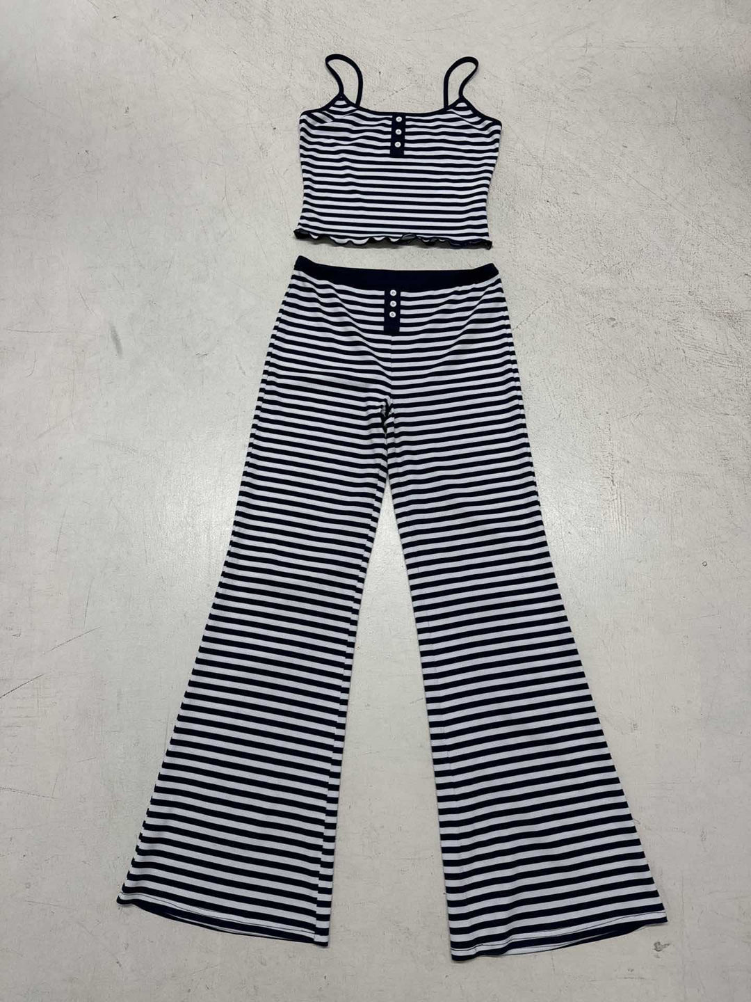 Damen Freizeit-Set mit gestreiftem Design und hohem Bund Echo Archiv