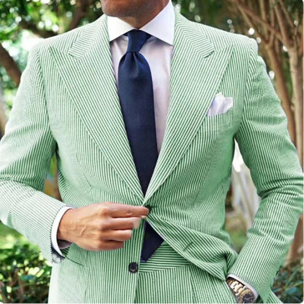 Herren Elegant Gestreifter Anzugblazer Echoarchiv