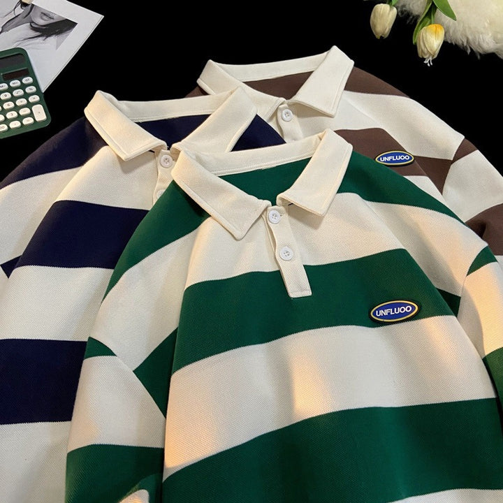 Herren Langarm Poloshirt im Streifen Look Echo Archiv