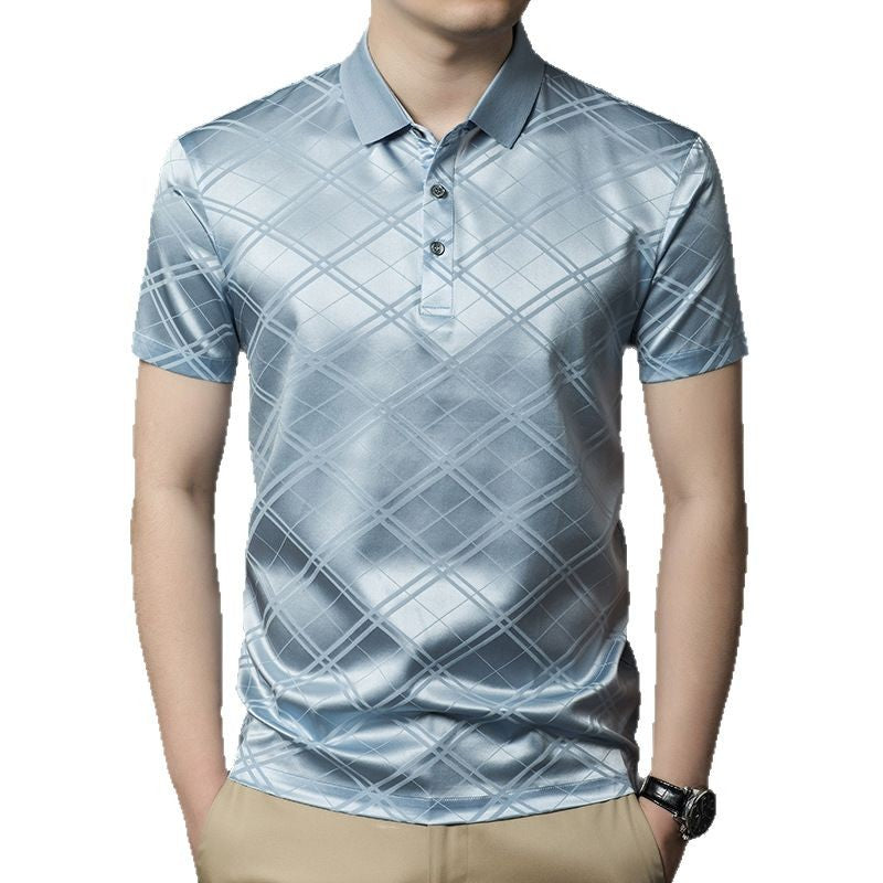Herren elegantes Kurzarm-Polohemd mit modernem Strukturdesign Echoarchiv