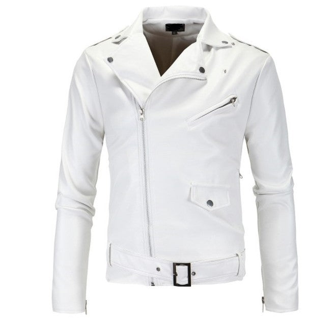 Herren Biker-Lederjacke im Slim-Fit mit asymmetrischem Reißverschluss und Taillengürtel Echo Archiv