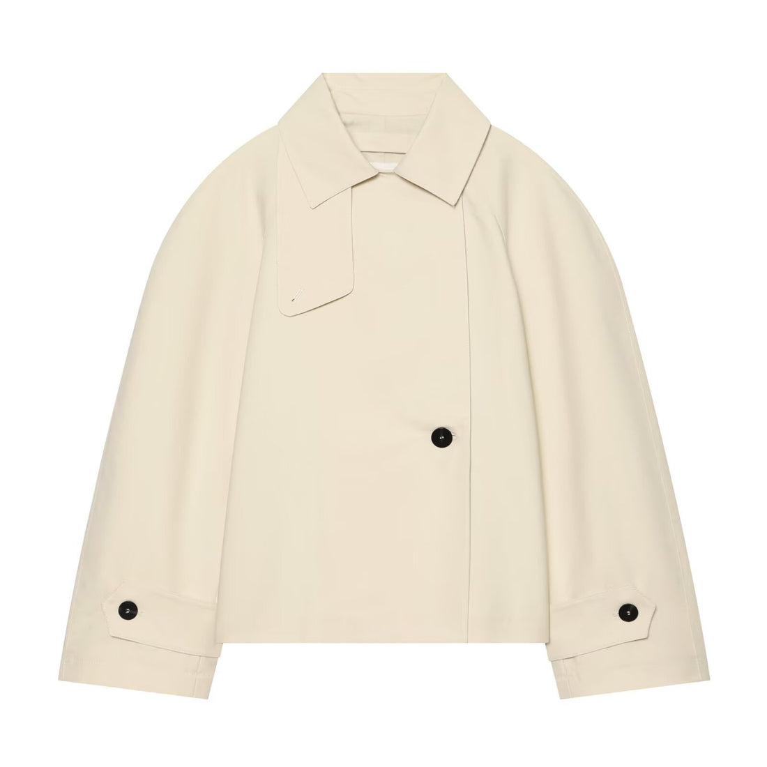 Damen Kurz geschnittene Trenchjacke mit Oversize-Ärmeln und verdeckter Knopfleiste Echo Archiv