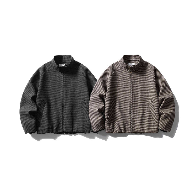 Unisex Kurz geschnittene strukturierte Blousonjacke mit Stehkragen und Reißverschluss Echoarchiv