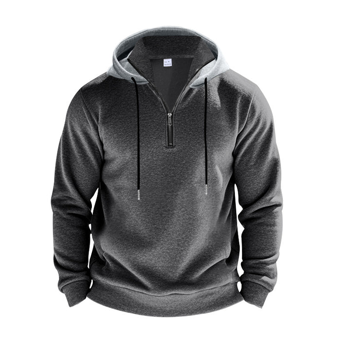 Herren nan sportives Kapuzen-Sweatshirt mit kurzem Frontreißverschluss, kontrastgefütterter Kapuze und elastischen Rippbündchen Echo Archiv