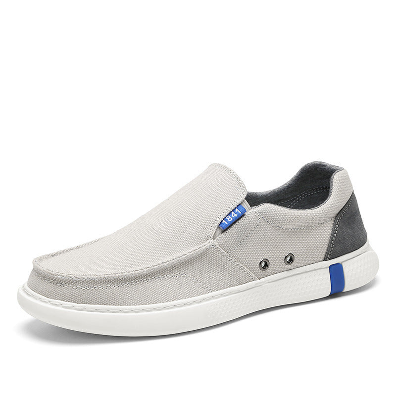 Herren Legerer Canvas-Mokassin-Slipper mit geflochtener Schnürung und gefleckter EVA-Sohle Echoarchiv
