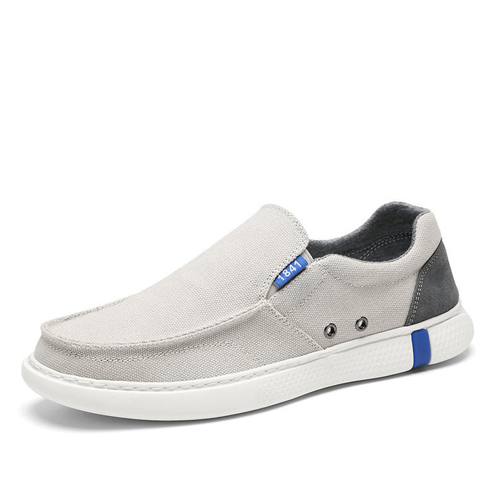 Herren Legerer Canvas-Mokassin-Slipper mit geflochtener Schnürung und gefleckter EVA-Sohle Echoarchiv